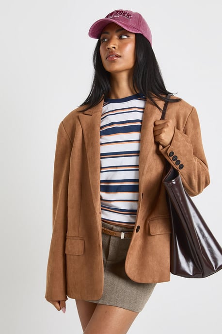 Faux Suede Oversized Blazer - Image 1