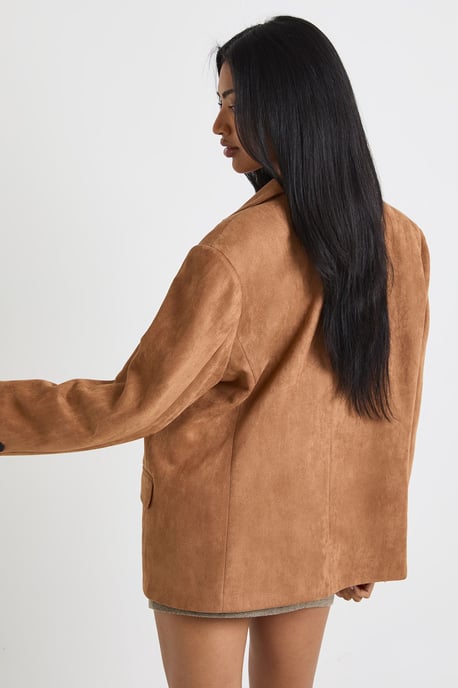 Faux Suede Oversized Blazer - Image 2