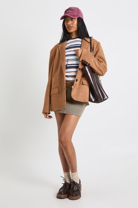 Faux Suede Oversized Blazer - Image 3