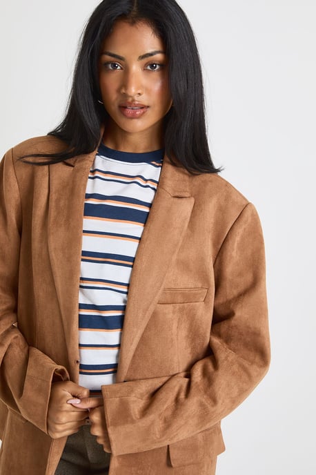 Faux Suede Oversized Blazer - Image 4