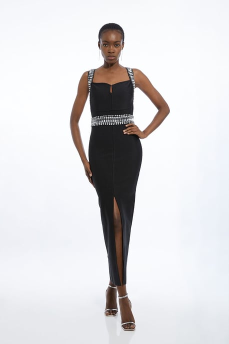 Bandage Figure Form Knit Embellished Maxi Dress - Image 1