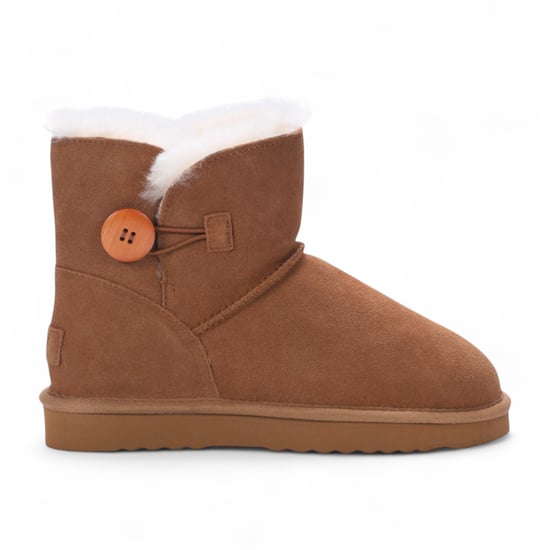 Women's Sheepskin Suede Black Ankle Bootie Warm Winter Boots - Alpine - Image 1