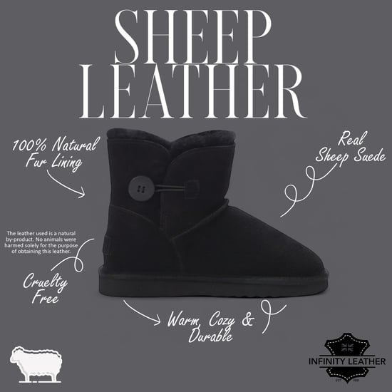 Women's Sheepskin Suede Black Ankle Bootie Warm Winter Boots - Alpine - Image 2