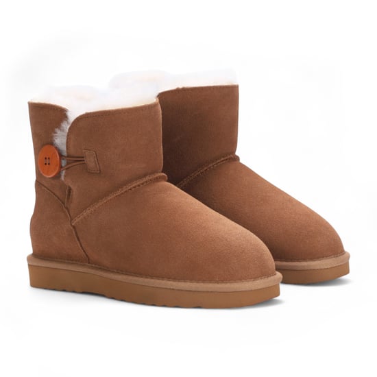 Women's Sheepskin Suede Black Ankle Bootie Warm Winter Boots - Alpine - Image 3