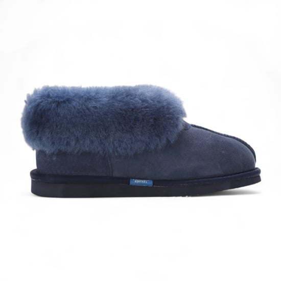 Women's Sheepskin Suede Ankle Navy Slip-On Bootie Winter - Glacier - Image 1