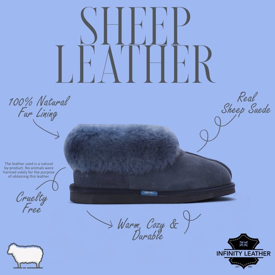 Women's Sheepskin Suede Ankle Navy Slip-On Bootie Winter - Glacier - Image 2