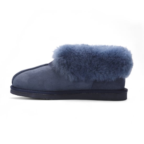 Women's Sheepskin Suede Ankle Navy Slip-On Bootie Winter - Glacier - Image 4