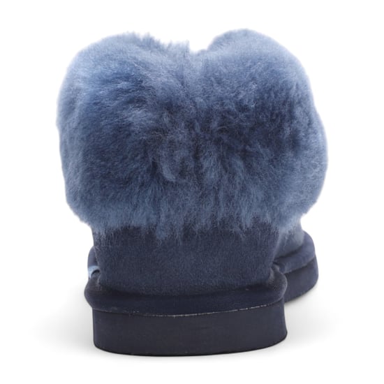 Women's Sheepskin Suede Ankle Navy Slip-On Bootie Winter - Glacier - Image 5