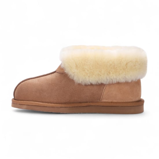 Women's Sheepskin Suede Ankle Tan Slip-On Bootie Winter - Glacier - Image 4