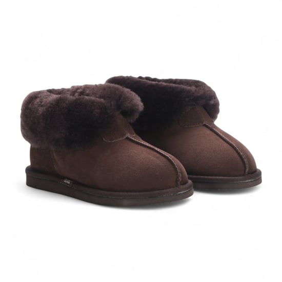 Women's Sheepskin Suede Ankle Brown Slip-On Bootie Winter - Glacier - Image 3