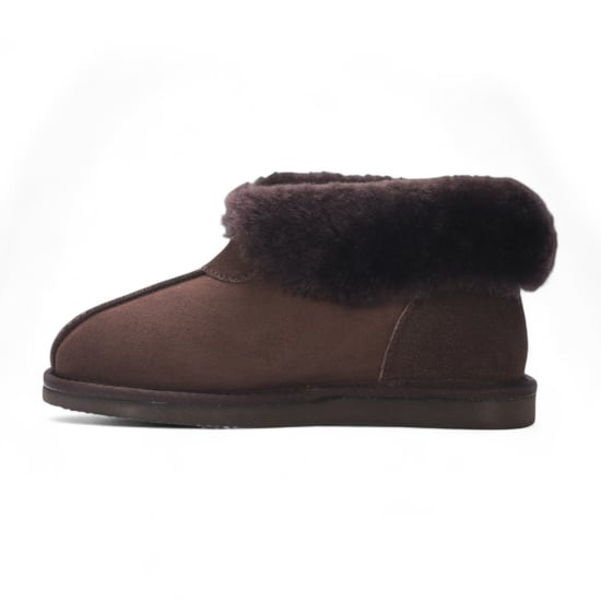 Women's Sheepskin Suede Ankle Brown Slip-On Bootie Winter - Glacier - Image 4