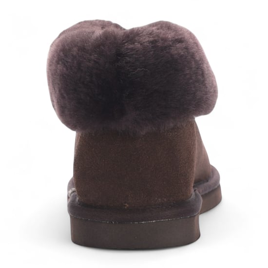 Women's Sheepskin Suede Ankle Brown Slip-On Bootie Winter - Glacier - Image 5