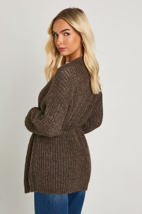 Soft Knit Tie Waist Oversized Boyfriend Cardigan - Image 2