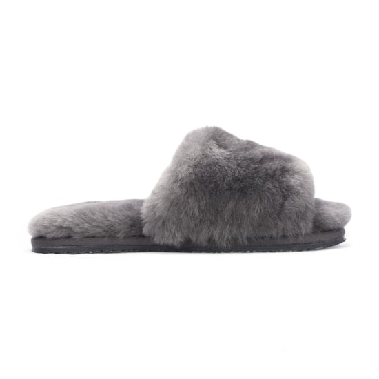 Dames pantoffels van schapenvacht, grijs, warme wintersandalen met bont - Nordic - Image 1