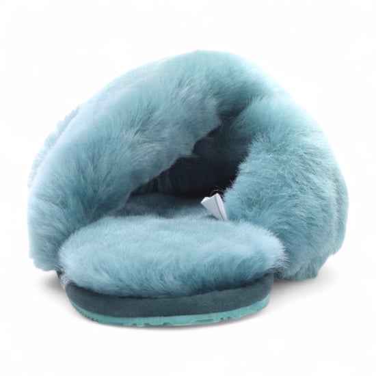 Women's Sheepskin Slippers Teal Warm Winter Fur Crossover - Snowbelle - Image 5
