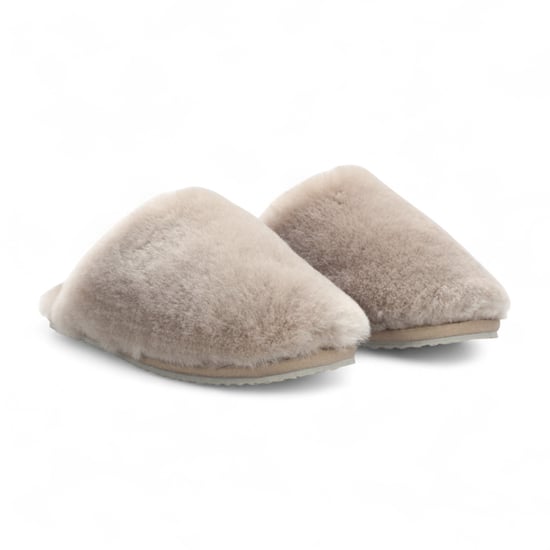 Dames schapenvacht pantoffels taupe warme winterbont muiltje - Aurora - Image 3
