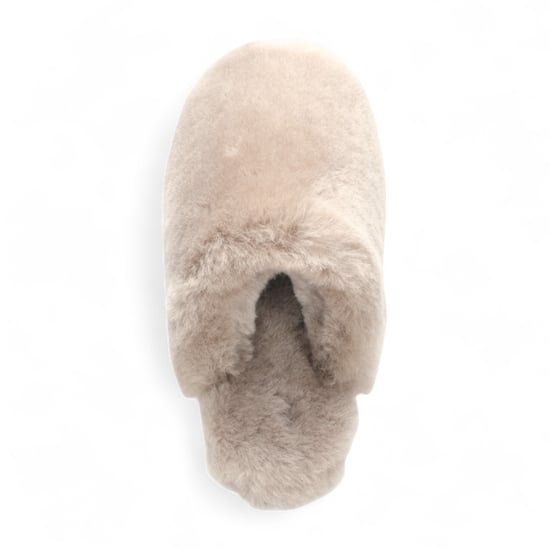Dames schapenvacht pantoffels taupe warme winterbont muiltje - Aurora - Image 6