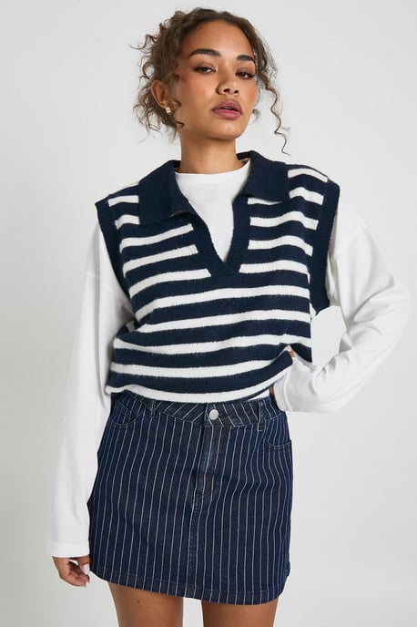 Stripe Denim Skirt - Image 3