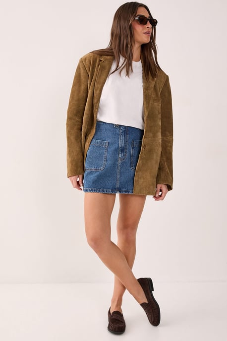Pocket Front Denim Mini Skirt - Image 2