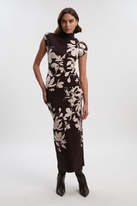 Jacquard Floral Knitted Skirt - Image 4