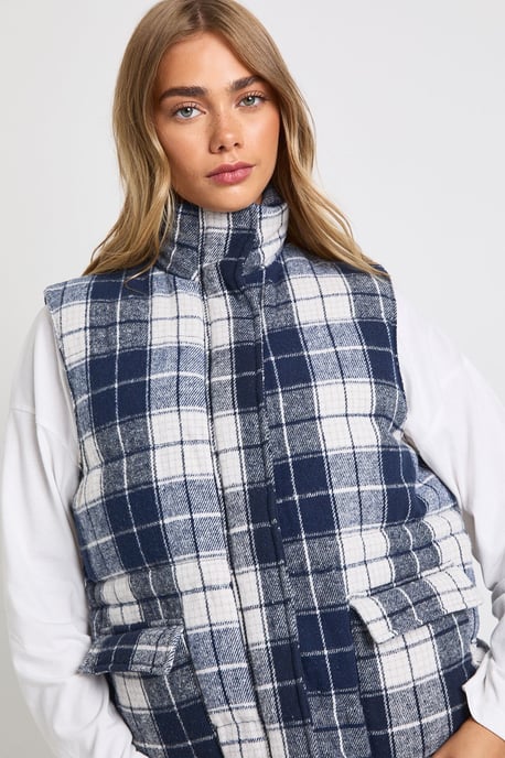 Check Puffer Oversized Gillet - Image 3