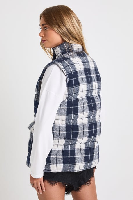 Check Puffer Oversized Gillet - Image 4