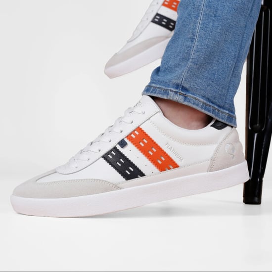 Q1905 Sneaker platinum wit/donkerblauw/oranje - Image 4