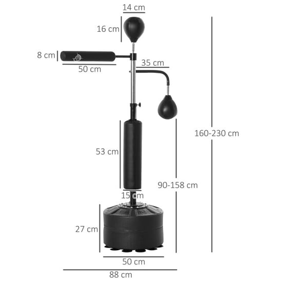 4goodz Staande bokstrainer met 2 speedballen reflexstang en zuignapvoet 160-230cm - Image 2