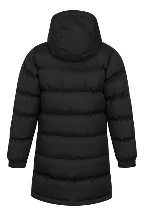 'Snow' Kids Longline Jacket Water Resistant Padded Hooded Fleece Lined Black - Image 3