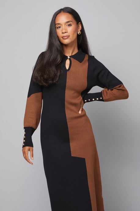Collared Geo Knitted Dress - Image 2