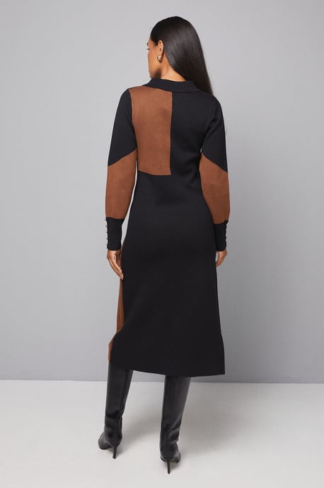 Collared Geo Knitted Dress - Image 3