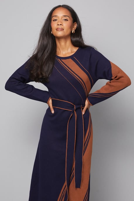 Asymmetric Jacquard Knitted Dress - Image 2