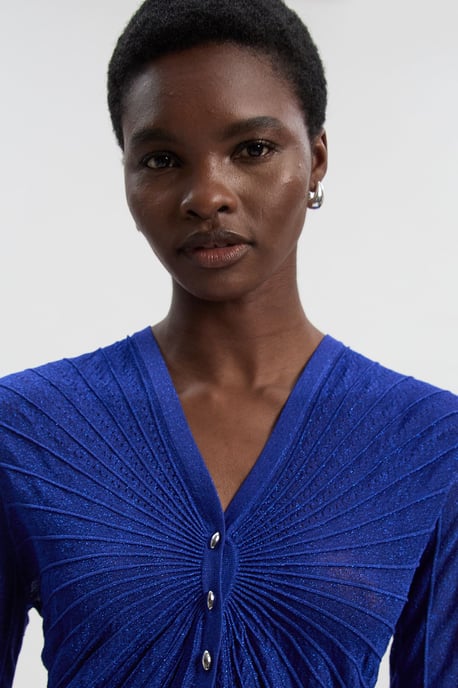 Sparkle Metallic Knitted Fitted Cardigan - Image 2