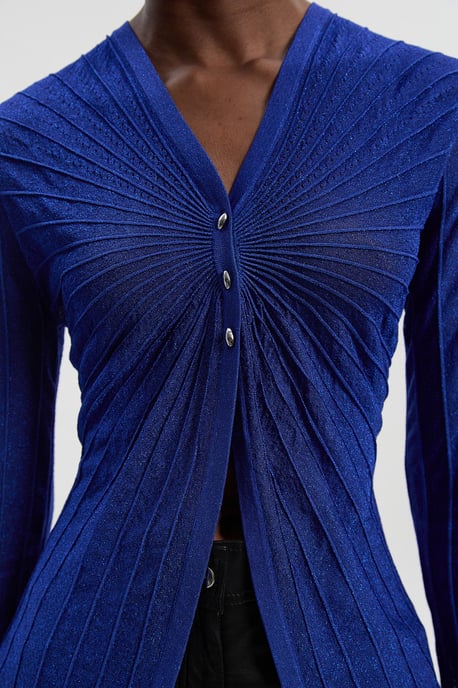Sparkle Metallic Knitted Fitted Cardigan - Image 3