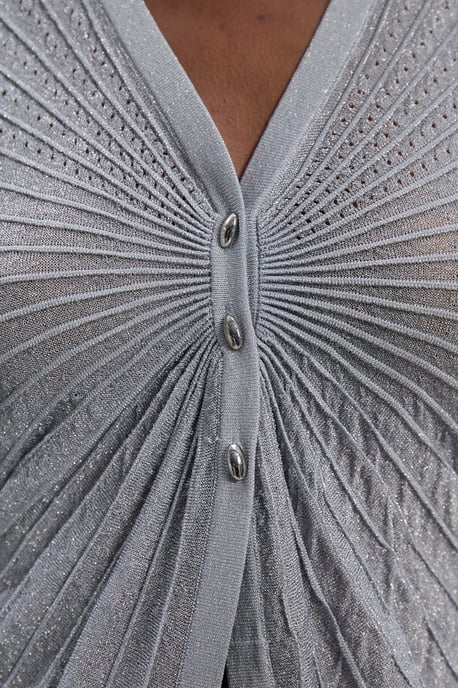 Sparkle Metallic Knitted Fitted Cardigan - Image 3