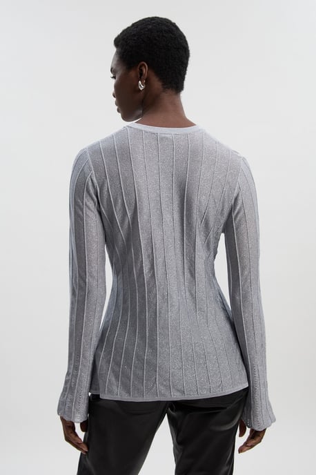 Sparkle Metallic Knitted Fitted Cardigan - Image 4