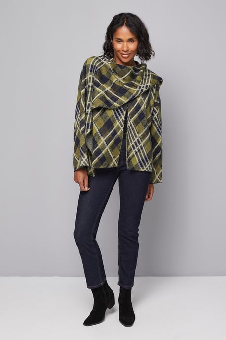 Tartan Scarf Cape Cardigan - Image 2