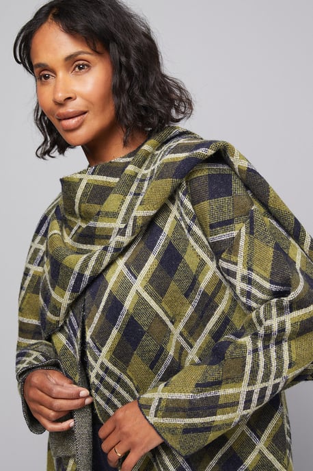 Tartan Scarf Cape Cardigan - Image 3
