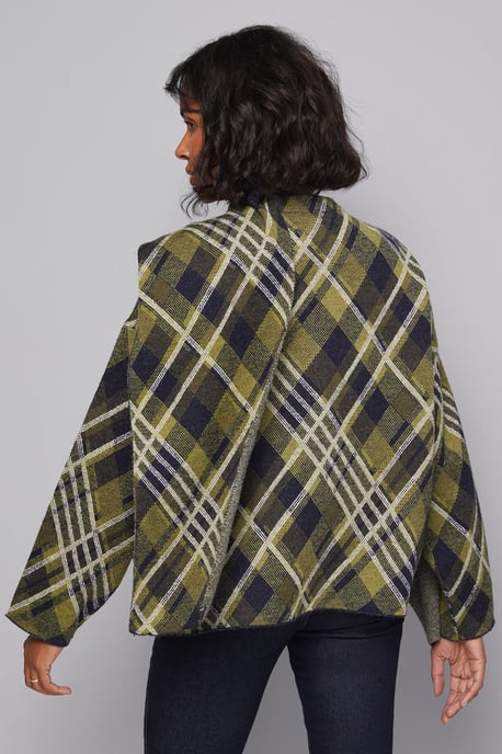 Tartan Scarf Cape Cardigan - Image 5