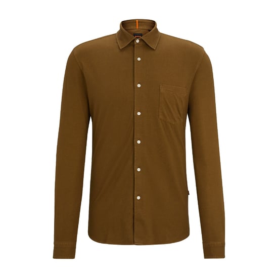 Men's Hugo Boss Garment-Dyed Slim-Fit Shirt in Green - Image 3