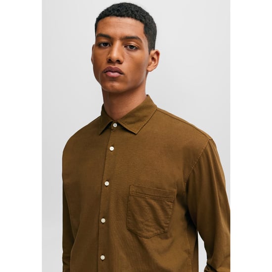 Men's Hugo Boss Garment-Dyed Slim-Fit Shirt in Green - Image 4