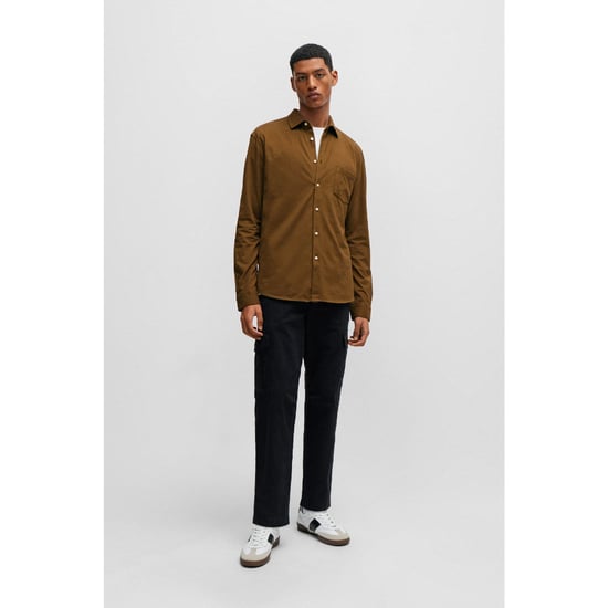 Men's Hugo Boss Garment-Dyed Slim-Fit Shirt in Green - Image 5