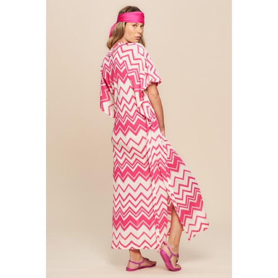 Pepita Zig zag kaftan jurk met franje - Image 3
