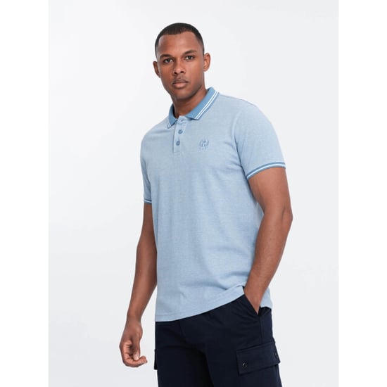 Ombre Poloshirt heren korte mouw blue melange 0109-blm - Image 3