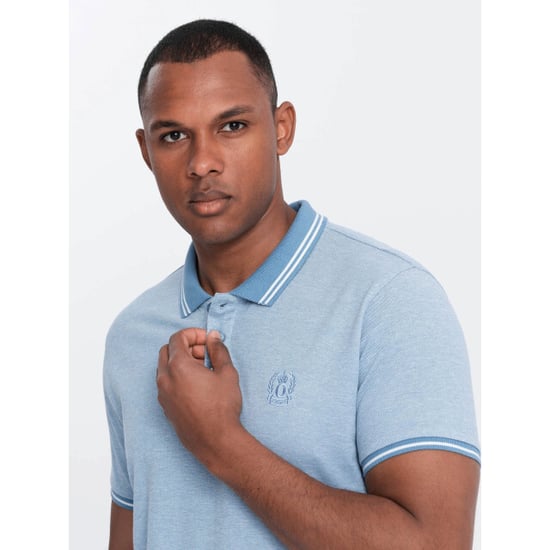 Ombre Poloshirt heren korte mouw blue melange 0109-blm - Image 4