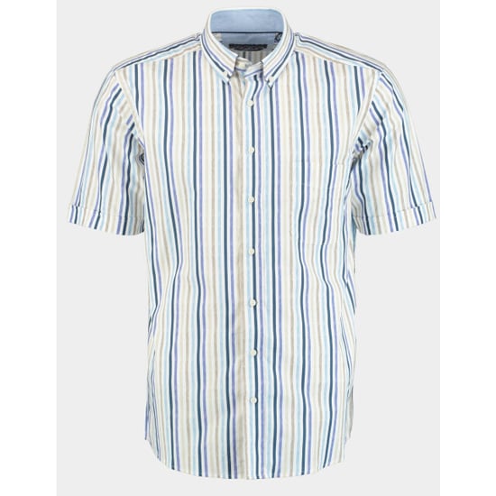 Bos Bright Blue R.b. boston casual hemd korte mouw regular fit color streep 516670/827 - Image 1