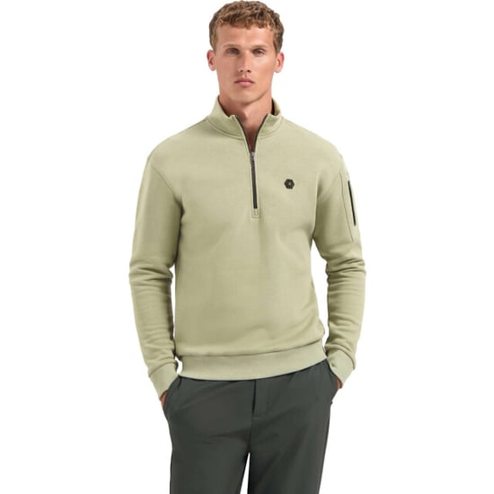 No Excess Sweater half zip brushed light moss - Image 1