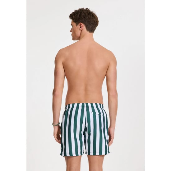 Shiwi Heren zwemshort broad stripe donkergroen/wit - Image 2