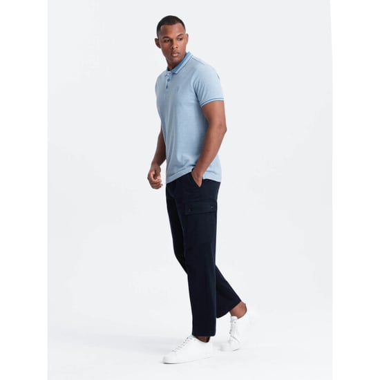 Ombre Poloshirt heren korte mouw blue melange 0109-blm - Image 6