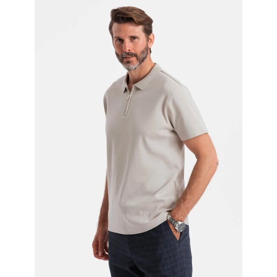 Ombre Poloshirt heren korte mouw met rits licht 0132lg - Image 2
